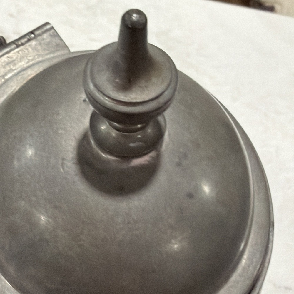 Antique 19th C Pewter Lighthouse Coffee Pot Copper Bottom 1671 Hinged Lid 9" - Picture 11 of 16